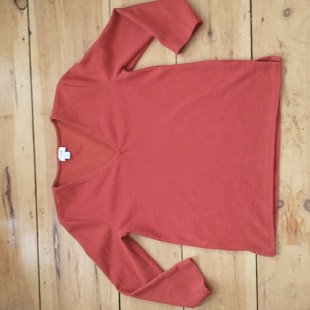 J.Crew Burnt Red Linen Texture Top fits like M